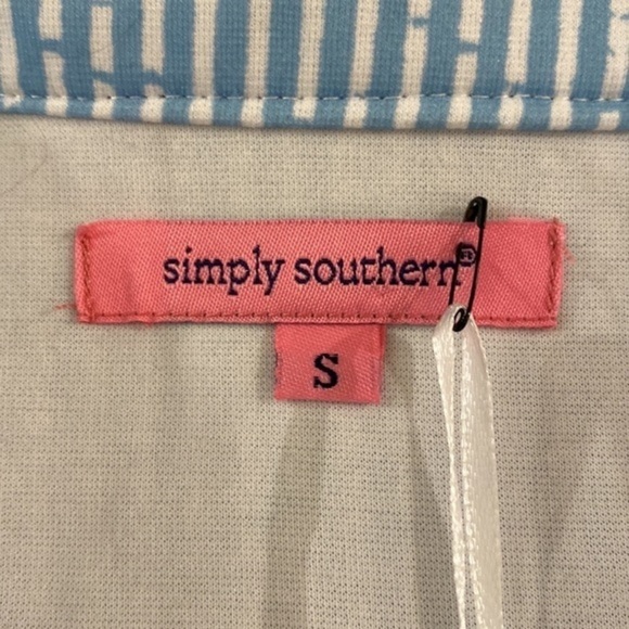 Simply Southern lined sleeveless blue & white print shift dress size Sma… - Picture 9 of 12